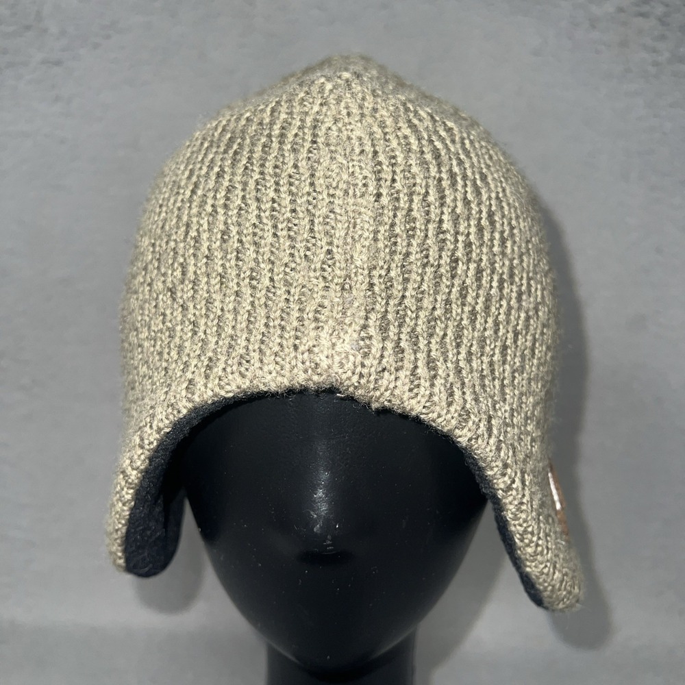 Burton Beanie Hat Waffle Knit Fleece Lined Wool Blend Skiing Snowboarding Cap
